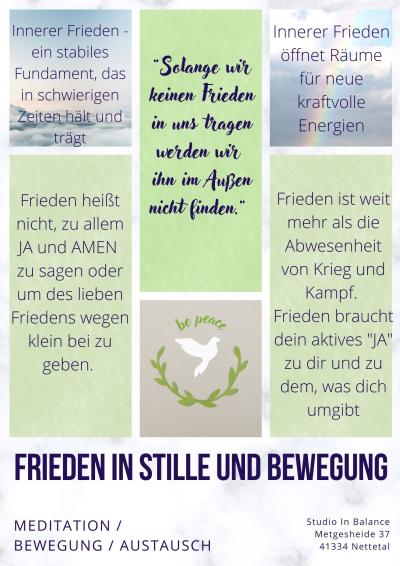 Veranstaltung Frieden in Stille und Bewegung