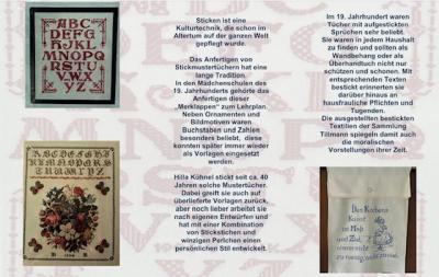 Ausstellung Gestickte Buchstaben von Hilla Kühnel