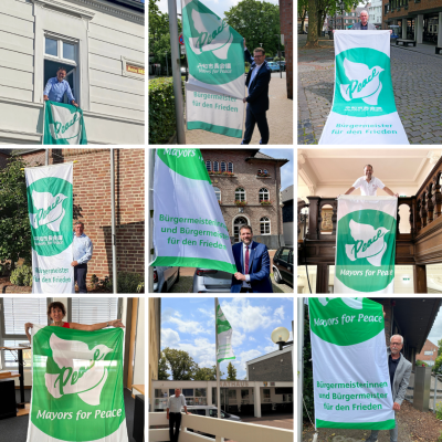Flaggentag der Mayors for Peace am 8. Juli 2025 Collage
