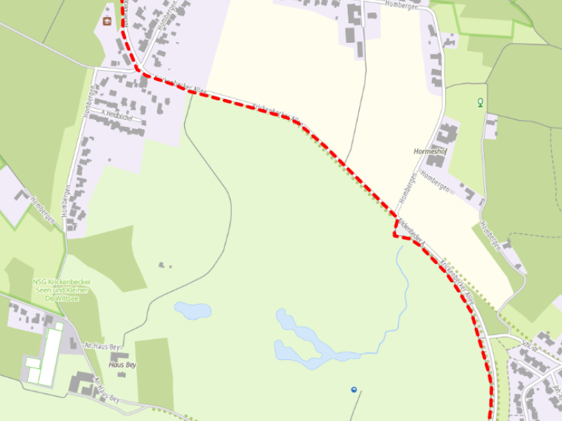 Abschnitt der Krickenbecker Allee, auf dem der Radweg saniert wird