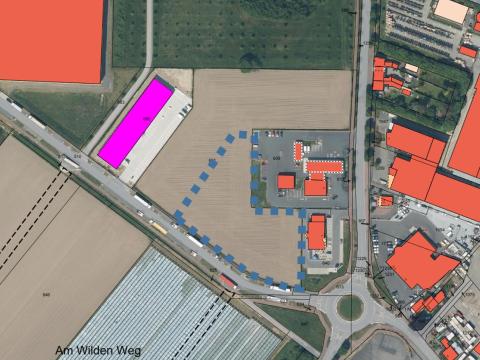 Luftbild eines Gewerbegrundstücks im Gewerbegebiet Nettetal-West