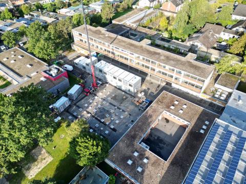 Hauptschule Containeranlage Luftbild
